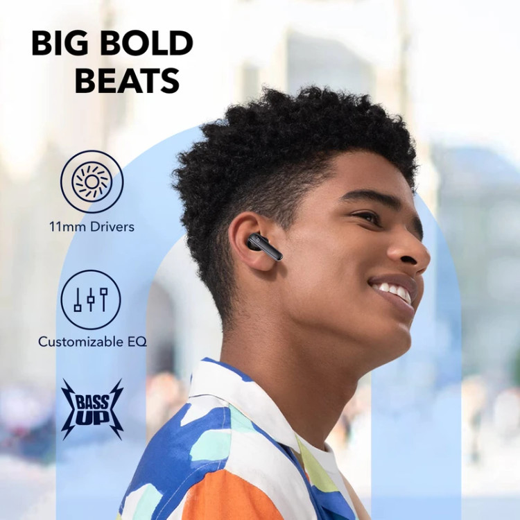 هدفون بلوتوثی انکر مدل SoundCore R50i A3949 بدون قابلیت نویز کنسلینگ، درگاه شارژ USB Type-C، دارای فناوری AI-Enhanced Calls برای کاهش نویز و بهبود مکالمات، مقاوم در برابر رطوبت و عرق